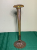 Louis C. Tiffany Furnaces. Inc 159 12 inch Fluted Trumpet Vase on  Bronze Base