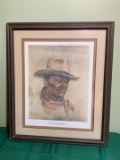 John Wayne Framed & Signed Print.  See Photos