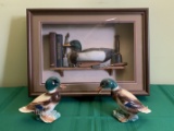 Ceramic Ducks (Damaged) & Ducks Unlimited Show Box