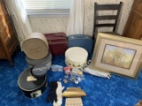 Vintage Hat Boxes, Antique Chair, Costume Jewelry, Vintage Luggage & More