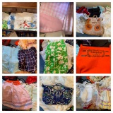 Great Group of Linens. Vintage Aprons, Vintage Swimsuit & More  See Photos