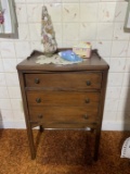 Antique Sewing Stand, Rugs, Shells Decorative Items