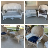Great Group of White Wicker Patio Furniture