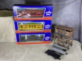 Group of USA Train Cars and Custom Elevated Grain Store Model
