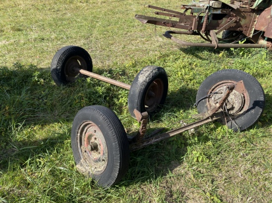 Pair of Axles, Wheels from an Old Car