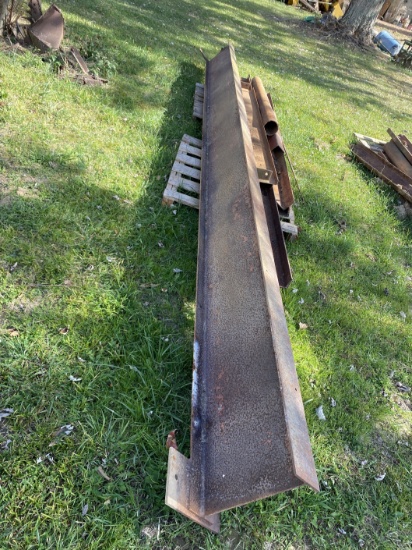 Large 20' Long Steel I-Beam, Angle Steel Pieces