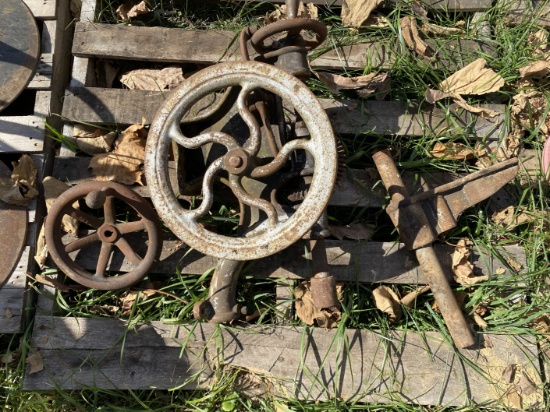 Early Antique Drill Press Wheels etc