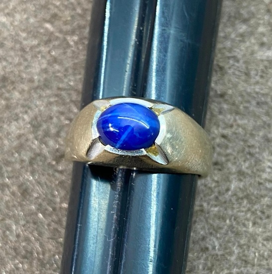 14k Gold Men's Ring Star Sapphire 7.1 grams Size 9.5