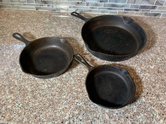 3 Cast Iron Skillets - One Is a Wagner
