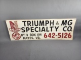 Triumph & MG Specialty Co. Embossed Plastic Sign