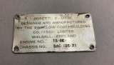 Very Rare Doretti Prototype Serial Plate SAC-105-XI