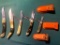 (5) Folding KNives & (3) Sheaths - Ocoee River, Steel Warrior, Whitetail Cutlery
