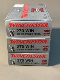 3 Boxes of Winchester 270 WIN Ammunition (Some Missing)