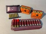 Group Lot of Assorted Ammunition and Leather Holders
