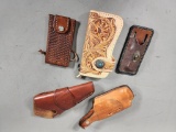 Group of Leather Holsters and Handmade Wild Hearts Leather Wallet