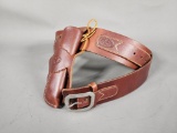 Texas Made Brown Leather Gun Belt Featuring Bullet Loops and Holster