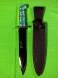 Hen & Rooster Michael Prater Custom Designed Painted Pony Knife #1 with Autographed Sheath
