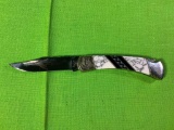 Buck Black Hawk 110 Folding Knife Custom Designed by Michael Prater Painted Pony 1 of 50