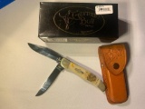 German Bull Brand Double Blade Folding Knife Designed by Michael Prater with Sheath & Box