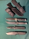 (4) Tactical Knives - SOG Knife Has Built in Flashlight