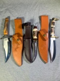 (3) Knives with Sheaths - Colt, Marbles, American Hunter