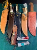 (8) Project Knives. Some Rusting on Blades. Was Unable to Get the Folding Knives Open