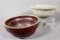 Vintage Stoneware USA Mixing Bowl and Unmarked Bowl with Fruit Decoration