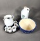 Vintage Harris Pottery Rosemary Jug, Spongeware Bowl and More