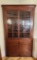 Wood Corner Display Cabinet with Glass Panels