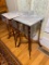 (2) Marble Top Tables with Ceramic Flowers