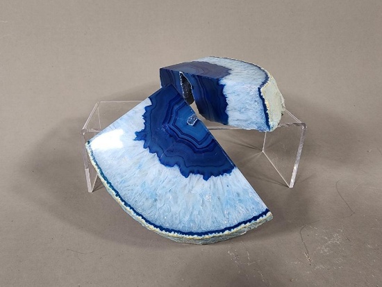 Geode Bookend in Blue Agate