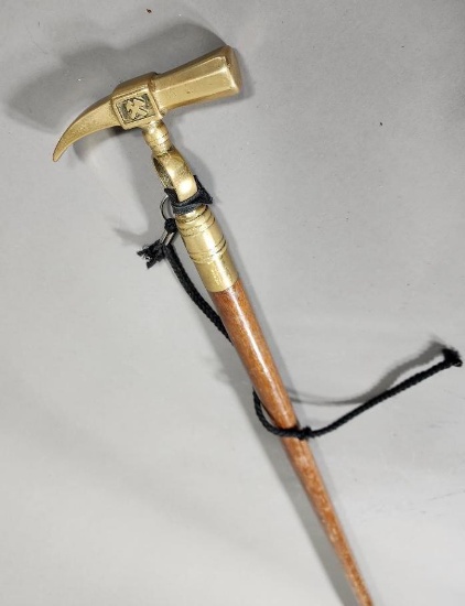Vintage Walking Stick Cane - Brass Handle