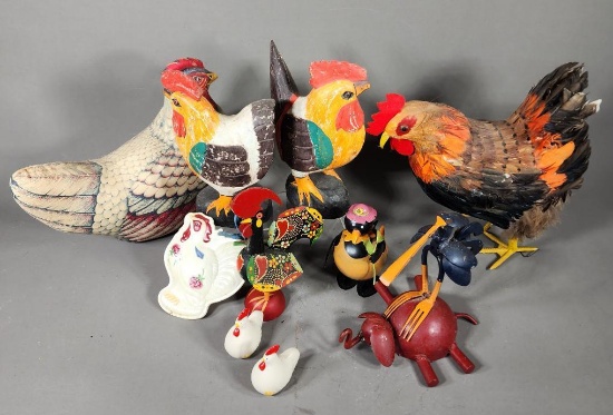 Ceramic Chickens, Metal Bird and More