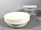 Ransbottom Spongeware Mixing Bowl and Cream Western Stoneware Mixing Bowl