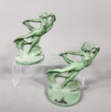 Art Nouveau Metal Bookends - Dancing Lady