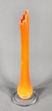 Unmarked Orange Swung Glass Vase