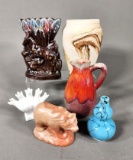 Signed Carved Bear, Nemadji Pottery Vase and More