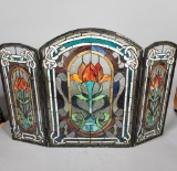 Vintage Stained Glass Fire Screen