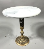 Marble Top Table with Brass Pedestal