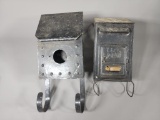 Vintage Metal Mailbox and Bird Houses