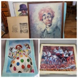 Group of 1970s-80s Clown Themed Art
