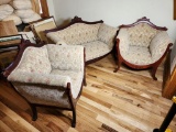 Antique Victorian Style Parlor Sofa and 2 Matching Arm Chairs