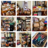 Upstairs HUGE Crafting Room Cleanout-Tons of Material, Patterns, Buttons, Shelving, Scissors, Ribbon