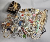 Japanese Music Box Marked M.M. and Lot of Costume Jewelry