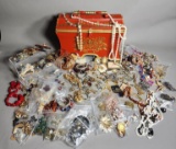 Large Lot of Costume Jewelry, Metal Painted Box and More