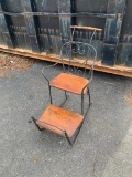 Unique Antique Iron with Wooden Seat Sled