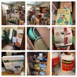 Upstairs Garage Clean Out - Large Group of Office Related Items, Antiques, Glassware, Books, Plus...