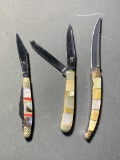 (3) Folding Knives - Silverhorse Stonework, Steel Warrior & Frost Cutlery