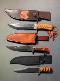 (3) Knives with Sheaths - Tomahawk, Chipaway Cutlery, No Name Marking