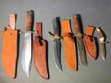 (4) Knives with Sheaths - BW Custom, Marbles, Chipaway Cutlery, & Whitetail